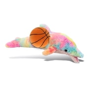 DolliBu Super Soft Rainbow Dolphin Stuffed Animal with Basketball Plush   Soft Huggable Dolphin, Playtime Plush Toy, Cute Ocean Life Gift Plush Doll Animal Toy for Kids and Adults   14 Inches