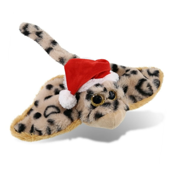 DolliBu Super Soft Santa Golden Stingray Stuffed Animal Plush Toy - Adorable Sea Animal Stingray Dress Up with Red Santa Claus Hat, Cute Ocean Life Gift, Perfect Holiday Christmas Gift - 15 Inches