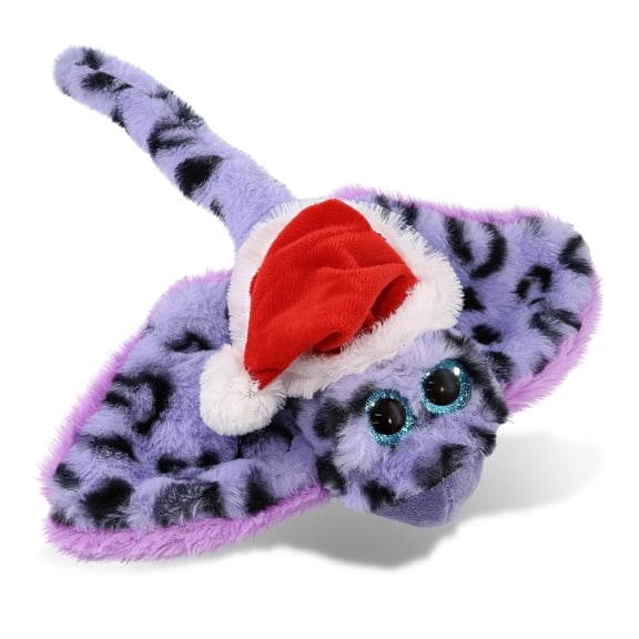 DolliBu Super Soft Santa Purple Stingray Stuffed Animal Plush Toy - Adorable Sea Animal Stingray Dress Up with Red Santa Claus Hat, Cute Ocean Life Gift, Perfect Holiday Christmas Gift - 15 Inches
