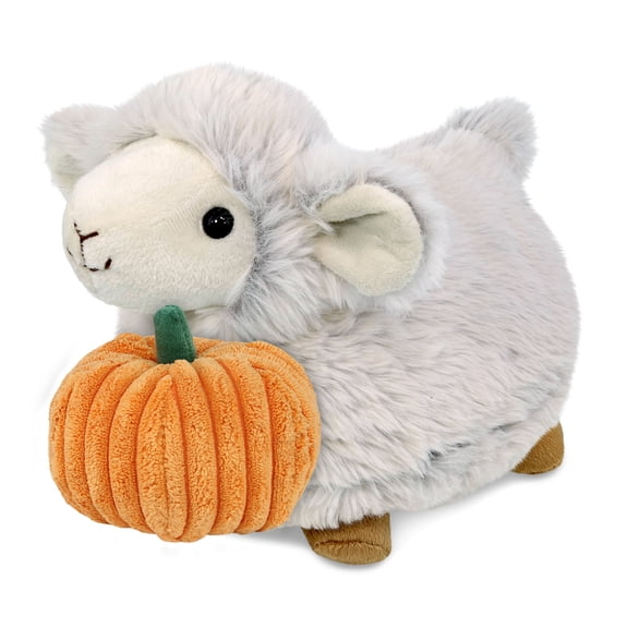 DolliBu Super Soft Sheep Stuffed Animal with Pumpkin Decor - Pumpkin Plush Animal for Fall, Halloween and Thanksgiving, Pumpkin Toy for Baby, Kids, Adults - 11.5 Inches