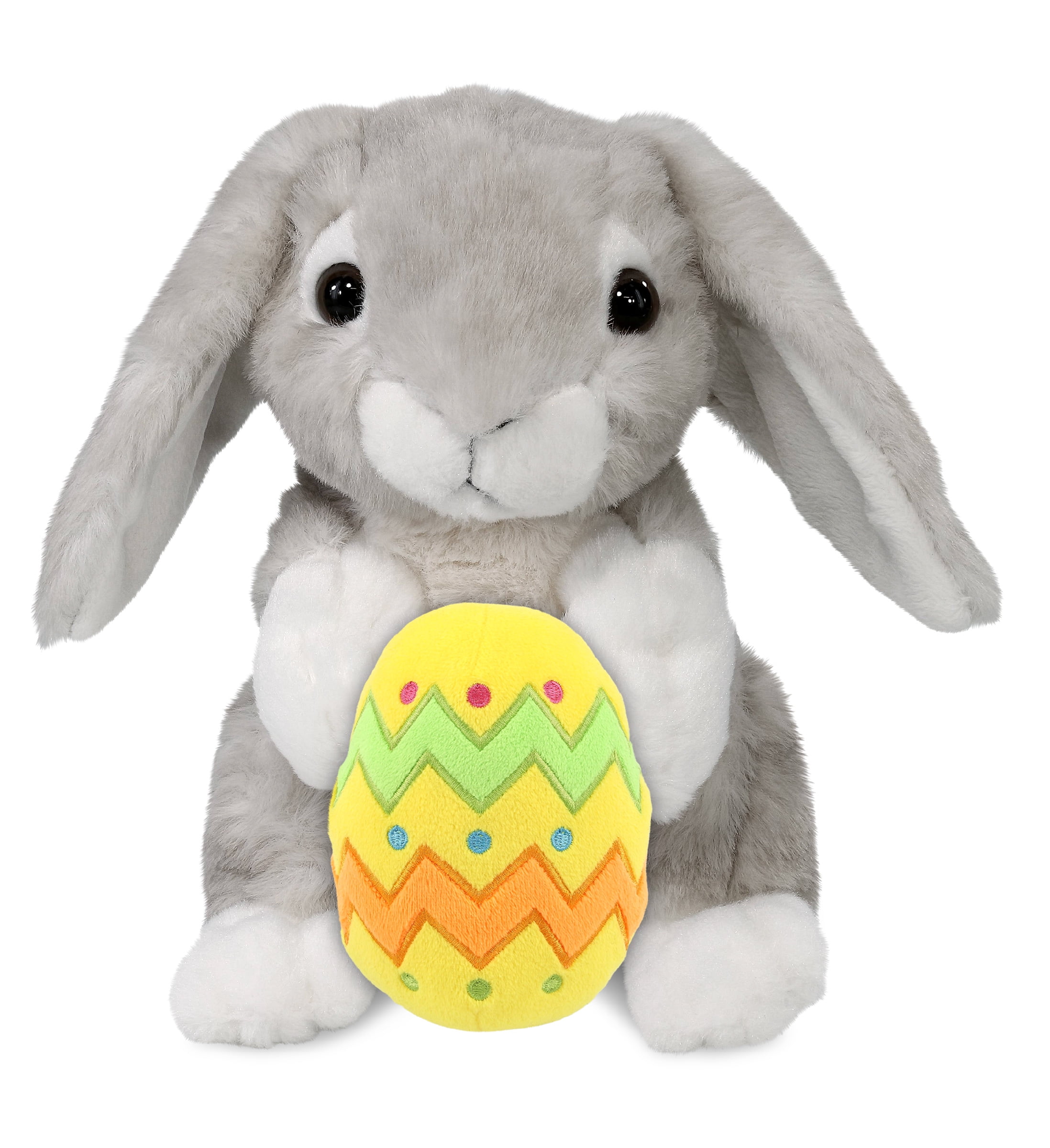 DolliBu Super Soft Sitting Gray Rabbit with Yellow Easter Egg Plush - Perfect Rabbit Stuffed Animals for Easter Basket, Easter Egg Stuffed Animal Spring Toys for Girls, Boys, and Babies - 6.5 Inches
