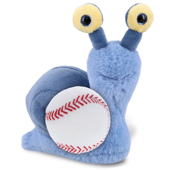 DolliBu Super Soft Small Blue Snail Stuffed Animal with Baseball Plush - Soft Huggable Snail, Playtime Plush Toy, Cute Wild Life Gift, Super Soft Plush Doll Animal Toy for Kids and Adults - 5.5 Inches