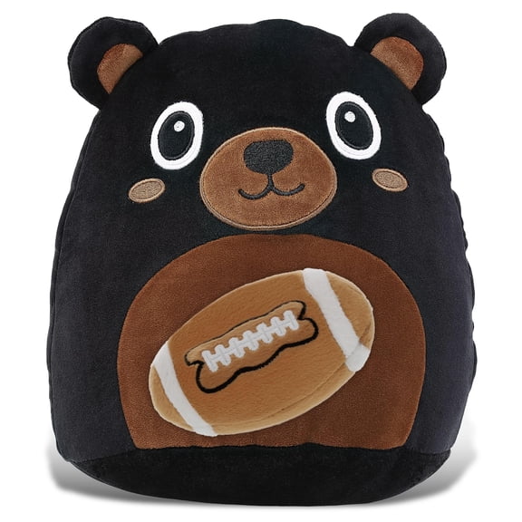 DolliBu Super Soft Snug-Mooshies Black Bear Stuffed Animal with Football Plush - Soft Black Bear, Adorable Playtime Plush Toy, Cute Wild Gift Doll Animal Toy for Kids and Adults - 10 Inches