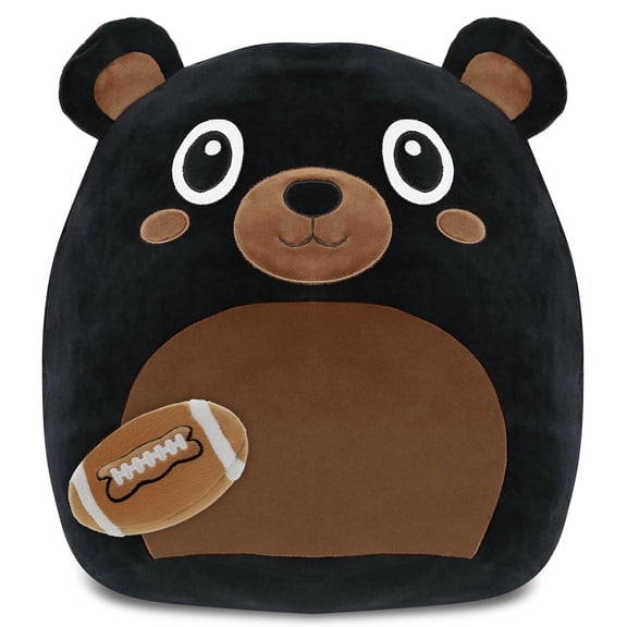DolliBu Super Soft Snug-Mooshies Black Bear Stuffed Animal with Football Plush - Soft Black Bear, Adorable Playtime Plush Toy, Cute Wild Gift Doll Animal Toy for Kids and Adults - 17 Inches