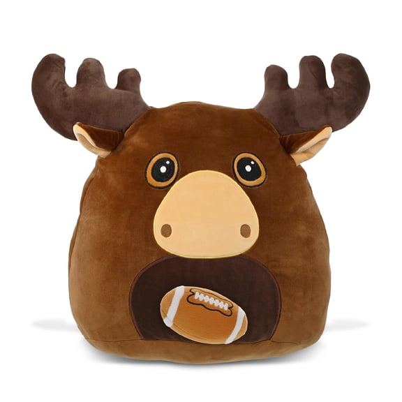 DolliBu Super Soft Snug-Mooshies Moose Stuffed Animal with Football Plush - Soft Moose, Adorable Playtime Plush Toy, Cute Wild Gift Doll Animal Toy for Kids and Adults - 17 Inches