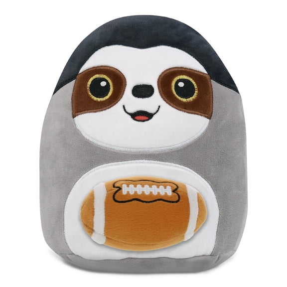 DolliBu Super Soft Snug-Mooshies Sloth Stuffed Animal with Football Plush - Soft Sloth, Adorable Playtime Plush Toy, Cute Wild Gift Doll Animal Toy for Kids and Adults - 10 Inches