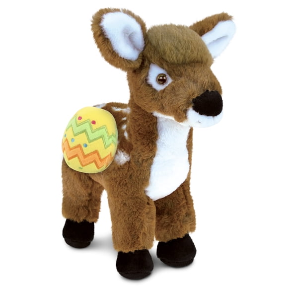DolliBu Super Soft Standing Deer with Yellow Easter Egg Plush - Perfect Deer Stuffed Animals for Easter Basket, Cute Easter Egg Stuffed Animal Spring Toys for Girls, Boys, and Babies - 12.5 Inches