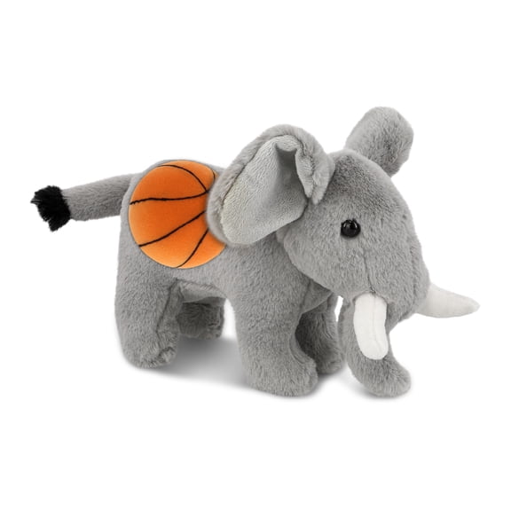 DolliBu Super Soft Standing Elephant Stuffed Animal with Basketball Plush – Soft Huggable Elephant, Playtime Plush Toy, Cute Safari Life Gift Plush Doll Animal Toy for Kids and Adults – 7.5 Inches