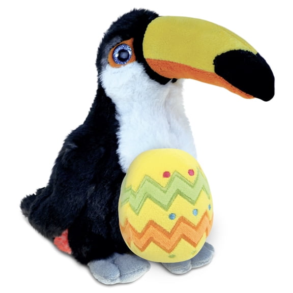 DolliBu Super Soft Toucan Bird with Yellow Easter Egg Plush - Perfect Toucan Stuffed Animals for Easter Basket, Cute Easter Egg Stuffed Animal Spring Toys for Girls, Boys, and Babies - 9.5 Inches