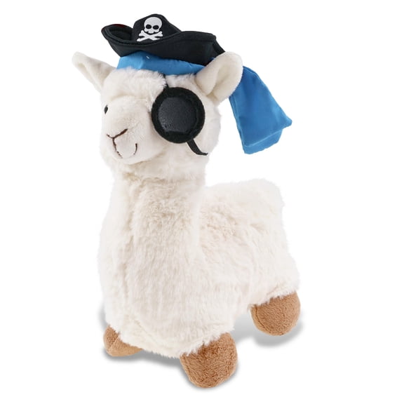 DolliBu Super Soft White Llama Stuffed Animal with Pirate Costume - Sea Adventure Plush Toy Stuffed Llama with Cute Black Pirate Costume Hat - 11 Inches