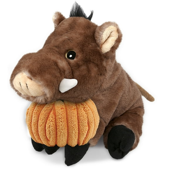 DolliBu Super Soft Wild Boar Stuffed Animal with Pumpkin Plush Decor - Cute Boar Pig Pumpkin Plush Animal for Fall, Halloween and Thanksgiving, Pumpkin Plush Toy for Baby, Kids, Adults - 9.5 Inches