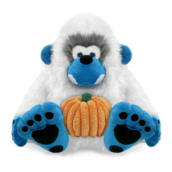 DolliBu Super Soft Yeti Stuffed Animal with Pumpkin Decor - Pumpkin Plush Animal for Fall, Halloween and Thanksgiving, Pumpkin Toy for Baby, Kids, Adults - 12 Inches