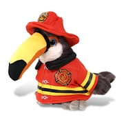 DolliBu Toucan Bird Firefighter Stuffed Animal - Toucan Fireman Toy with Red Fireman Costume Outfit and Fireman Hat, Cute Wild Life Stuffed Animal Fire Fighter Doll Plush Toy for Kids - 9.5 Inch