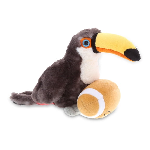 DolliBu Toucan Stuffed Animal with Football Plush - Soft Huggable Toucan, Adorable Playtime Plush Toy, Cute Wildlife Bird Gift, Football Plush Doll Animal Toy for Kids and Adults - 8 Inches