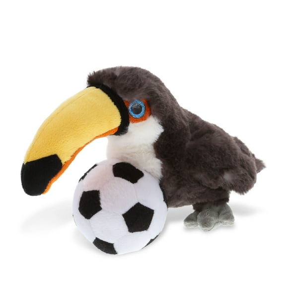 DolliBu Toucan Stuffed Animal with Soccer Ball Plush - Soft Plush Huggable Toucan, Adorable Playtime Bird Plush Toy, Cute Tropical Gift for Kids and Adults - 8 Inch