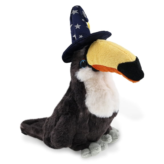 DolliBu Toucan Stuffed Animal with Wizard Costume Hat - Cute Wildlife Animal Plush Toy with Magical Wizard Hat with Silver Stars - 8 Inches