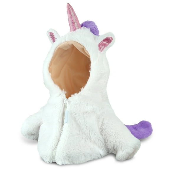 DolliBu Unicorn Dress Up Set for Teddy Bear Plush Toy White Unicorn Plush Costume for Stuffed Animals, Cute Stuffed Plush Unicorn Jacket Teddy Bear Costume, Stuffed Animal Clothes Large