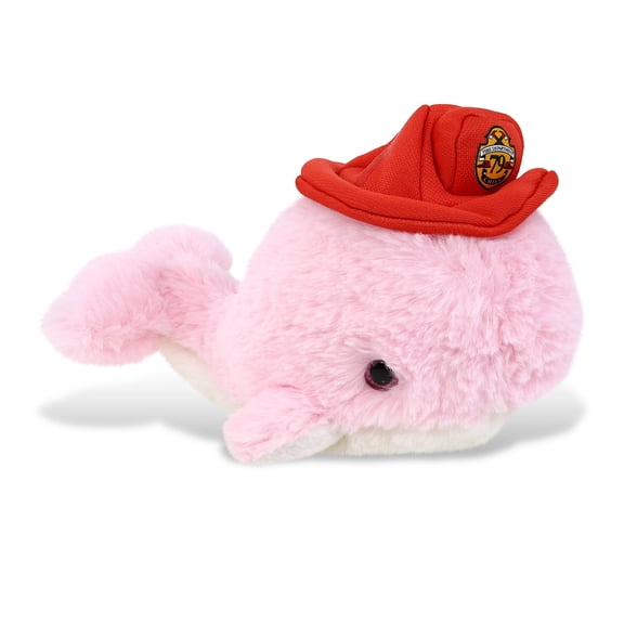 DolliBu Whale Firefighter Stuffed Animal - Super Soft Pink Whale Fireman Toy with Red Fireman Hat Outfit, Cute Ocean Life Animal Fire Fighter Doll Plush Toy for Kids and Adults - 7 Inch