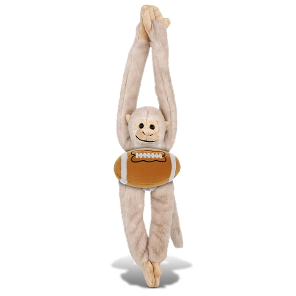 DolliBu White Squirrel Monkey Stuffed Animal with Football Plush Soft Huggable Monkey, Adorable Playtime Plush Toy, Cute Wild Life Gift Plush Doll Animal Toy for Kids and Adults 21 Inches