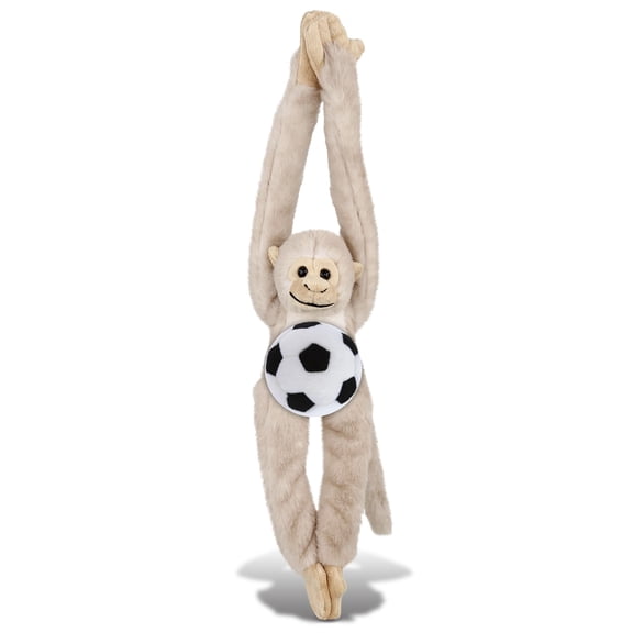DolliBu White Squirrel Monkey Stuffed Animal with Soccer Ball Plush - Soft Huggable Monkey, Adorable Playtime Plush Toy, Wild Life Gift, Super Soft Plush Doll Animal Toy for Kids and Adults - 21 Inch