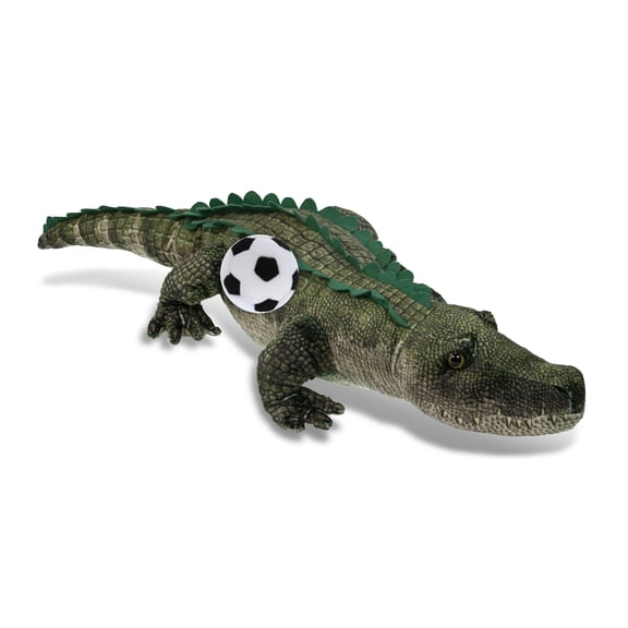 DolliBu Wild Collection Alligator Stuffed Animal with Soccer Ball Plush - Soft and Huggable Alligator Playtime Plush Toy, Cute Wild Life Gift, Stuffed Doll Animal Toy for Kids, Adults - 28 Inches