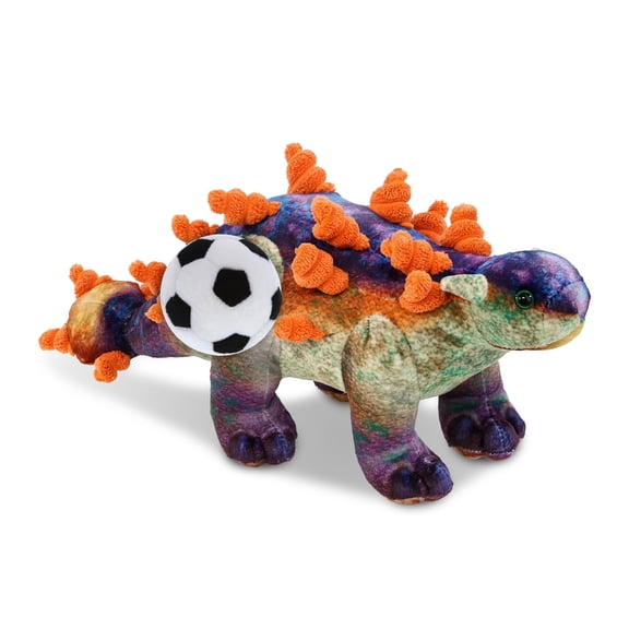DolliBu Wild Collection Ankylosaurus Dinosaur Stuffed Animal with Soccer Ball Plush - Huggable Dinosaur Playtime Plush Toy, Cute Wild Life Gift, Stuffed Doll Animal Toy for Kids, Adults - 18 Inches