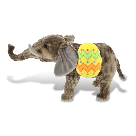 DolliBu Wild Collection Elephant with Yellow Easter Egg Plush - Perfect Wild Life Stuffed Animals for Easter Basket, Cute Easter Egg Stuffed Animal Spring Toys for Girls, Boy, Baby - 12 Inches