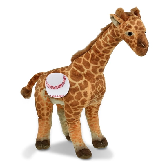 DolliBu Wild Collection Giraffe Stuffed Animal with Baseball Plush - Soft and Huggable Giraffe Gift, Cute Safari Animal with Plush Baseball Toy for Kids - 20 Inches