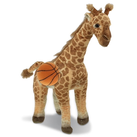 DolliBu Wild Collection Giraffe Stuffed Animal with Basketball Plush Huggable Giraffe, Adorable Playtime Plush Toy, Cute Safari Life Gift Doll Animal Toy for Kids and Adults 15 Inches