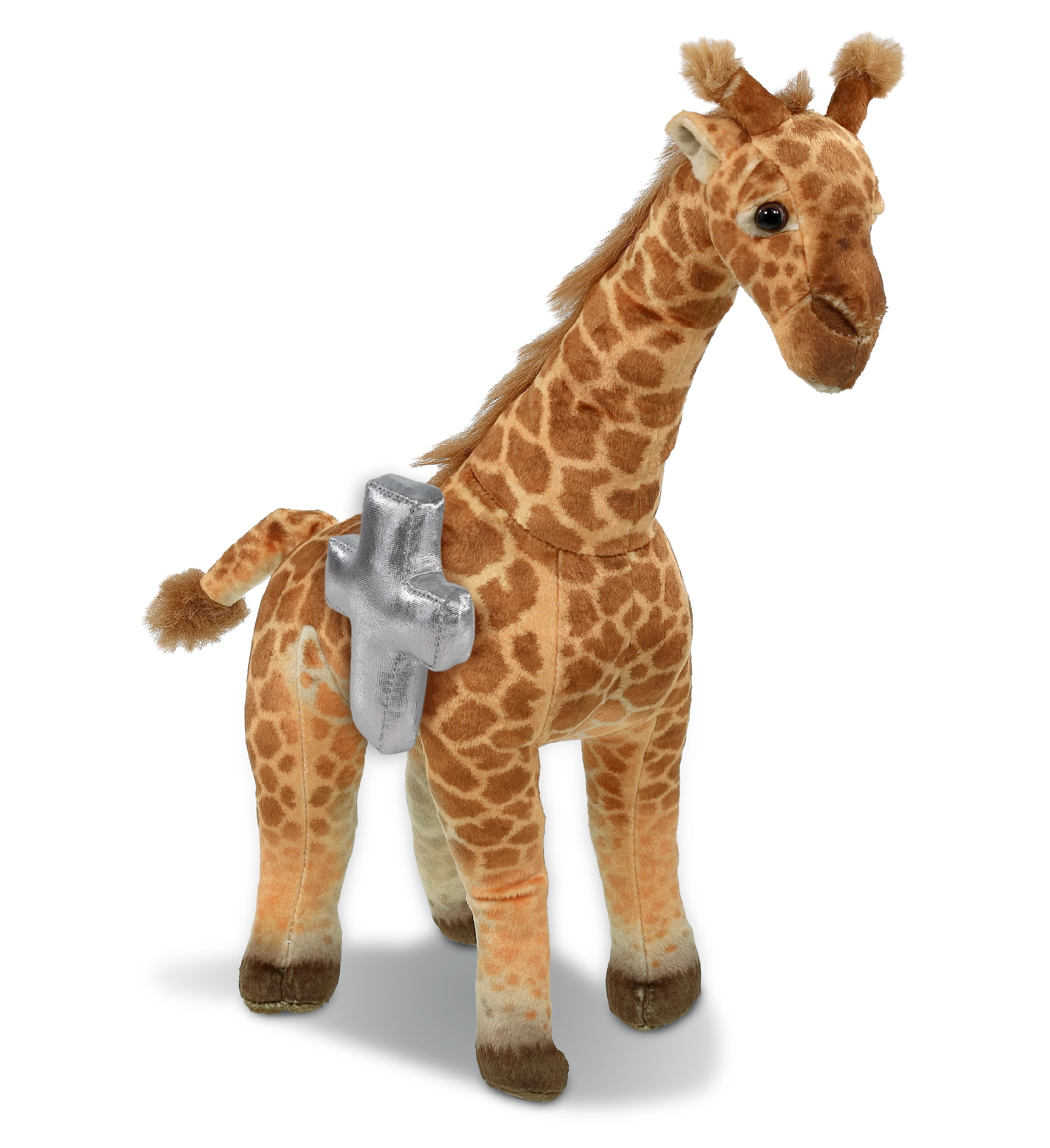 DolliBu Wild Collection Giraffe Stuffed Animal with Silver Cross Plush - Baptism Gifts for Boys and Girls, Dedication Christening Gifts Plush Prayer Toy Healing Stuffed Animal - 15 Inches