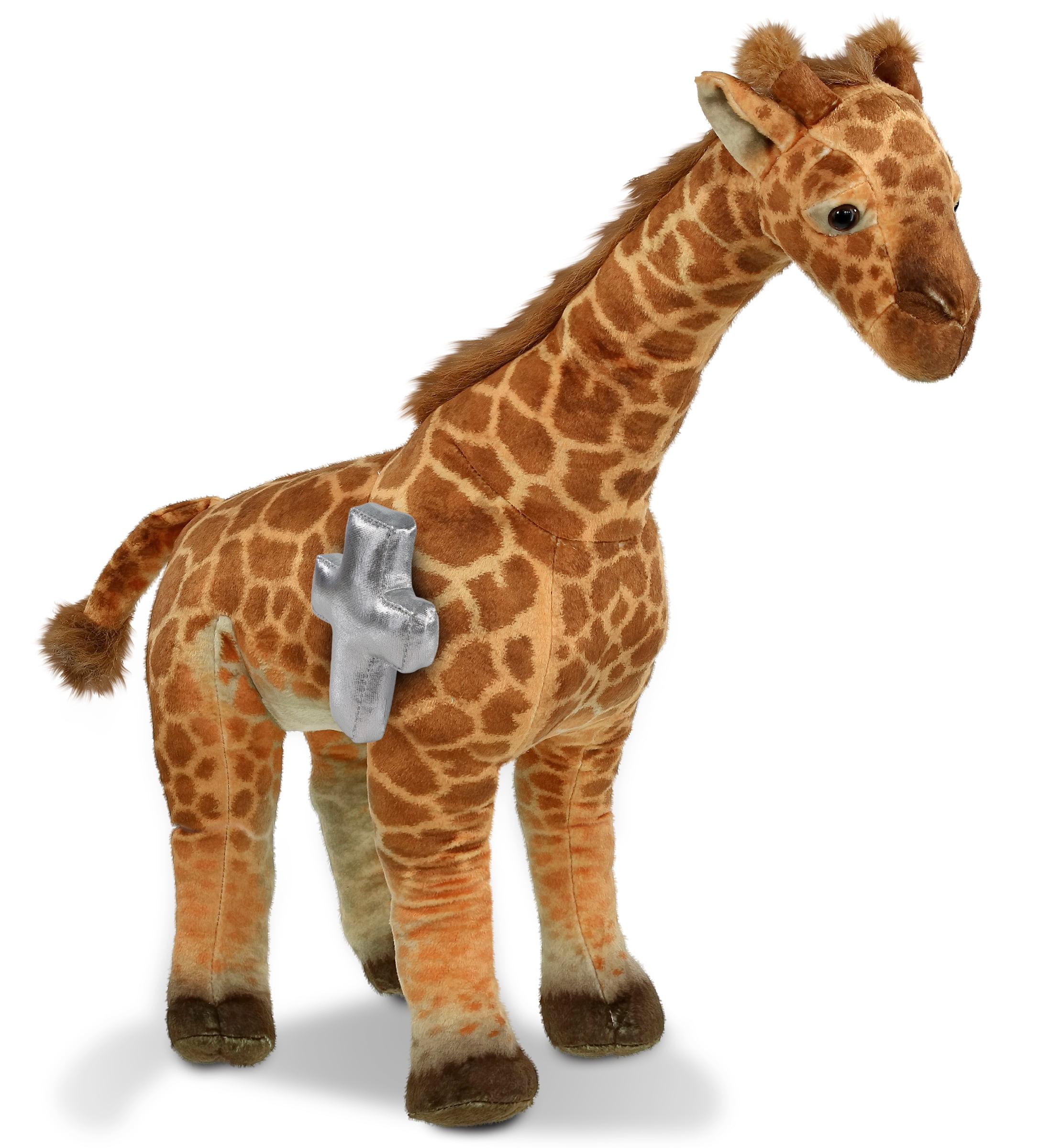 DolliBu Wild Collection Giraffe Stuffed Animal with Silver Cross Plush - Baptism Gifts for Boys and Girls, Dedication Christening Gifts Plush Prayer Toy Healing Stuffed Animal - 20 Inches