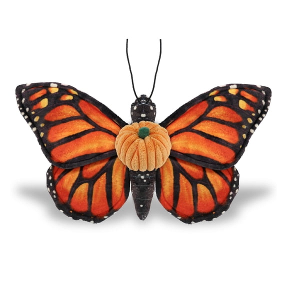 DolliBu Wild Collection Orange Butterfly Stuffed Animal with Pumpkin Plush Decor - Butterfly Plush Animal for Fall, Halloween and Thanksgiving, Pumpkin Toy for Baby, Kids, Adults - 12 Inches