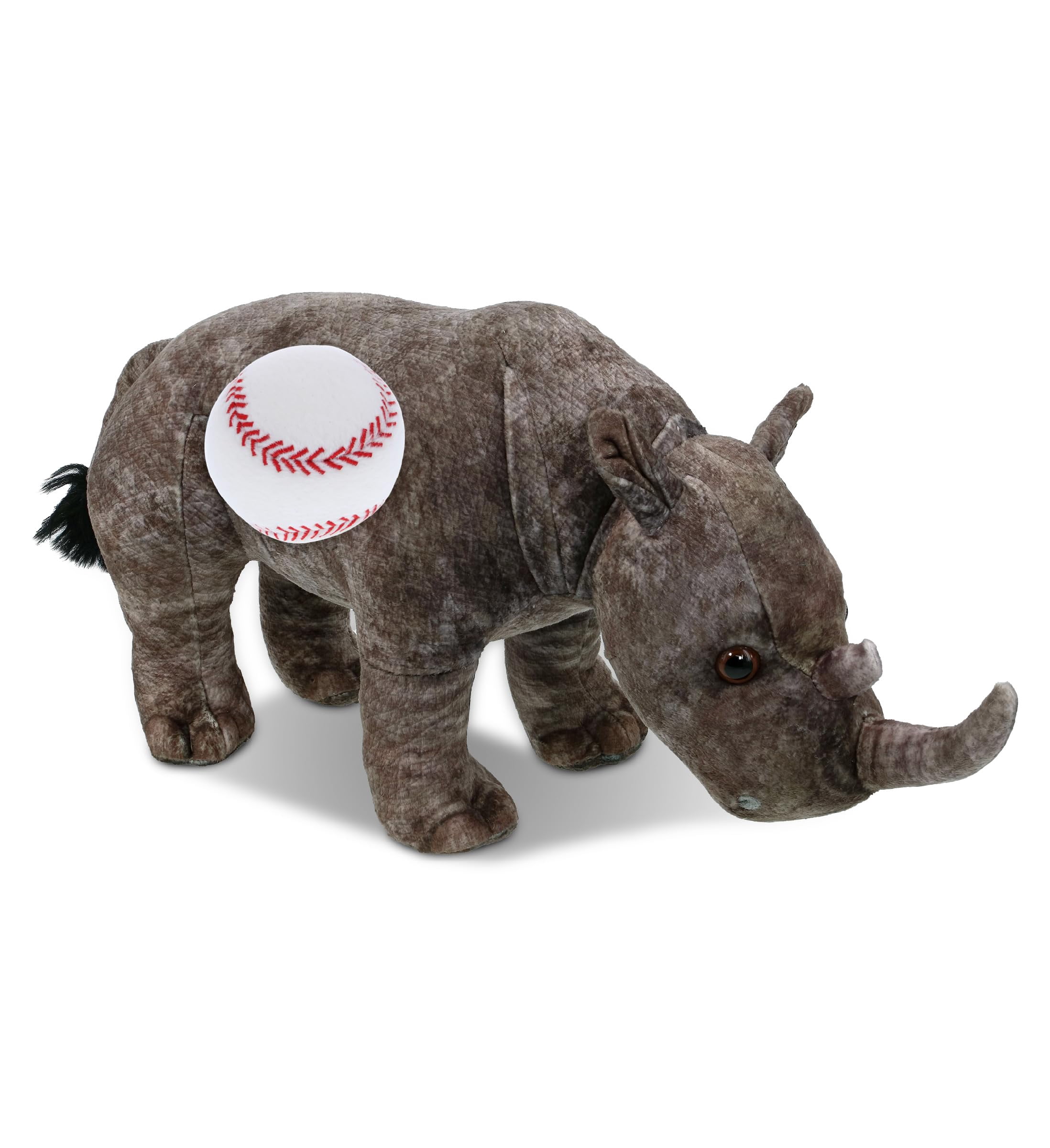 DolliBu Wild Collection Rhino Stuffed Animal with Baseball Plush - Soft ...