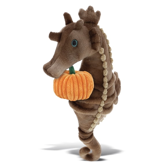 DolliBu Wild Collection Seahorse Stuffed Animal with Pumpkin Decor - Pumpkin Plush Animal for Fall, Halloween and Thanksgiving, Pumpkin Toy for Baby, Kids, Adults - 12 Inches