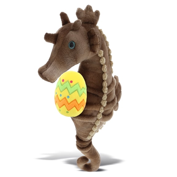 DolliBu Wild Collection Seahorse with Yellow Easter Egg Plush - Cute Easter Stuffed Animals for Easter Basket, Easter Egg Stuffed Animal Spring Toys for Girls, Boys, Baby - 12 Inches