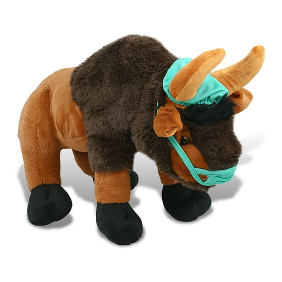 DolliBu Wild Large Buffalo XL Doctor Plush Toy - Super Soft Buffalo Doctor Stuffed Animal Dress Up with Scrub Cap and Face Mask Outfit - Fluffy Doctor Toy Plush Gift - 17 Inch