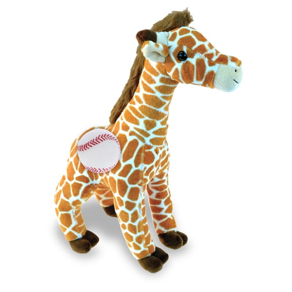 DolliBu Wild Large Giraffe Stuffed Animal with Baseball Plush - Soft and Huggable Giraffe Gift, Cute Safari Animal with Plush Baseball Toy for Kids, Adults - 16 Inches