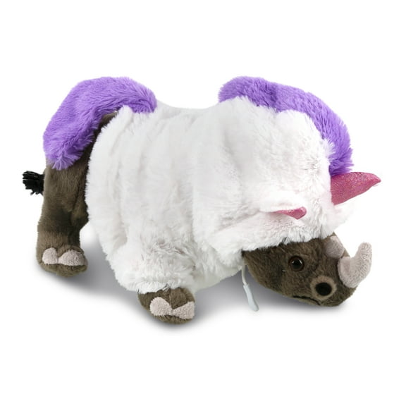 DolliBu Wild Rhino Unicorn Plush Stuffed Animal Toy - Super Soft Rhinocorn Dress Up with Removable Plush Unicorn Outfit, Cute Fantasy Wildlife Gift - 13 Inch