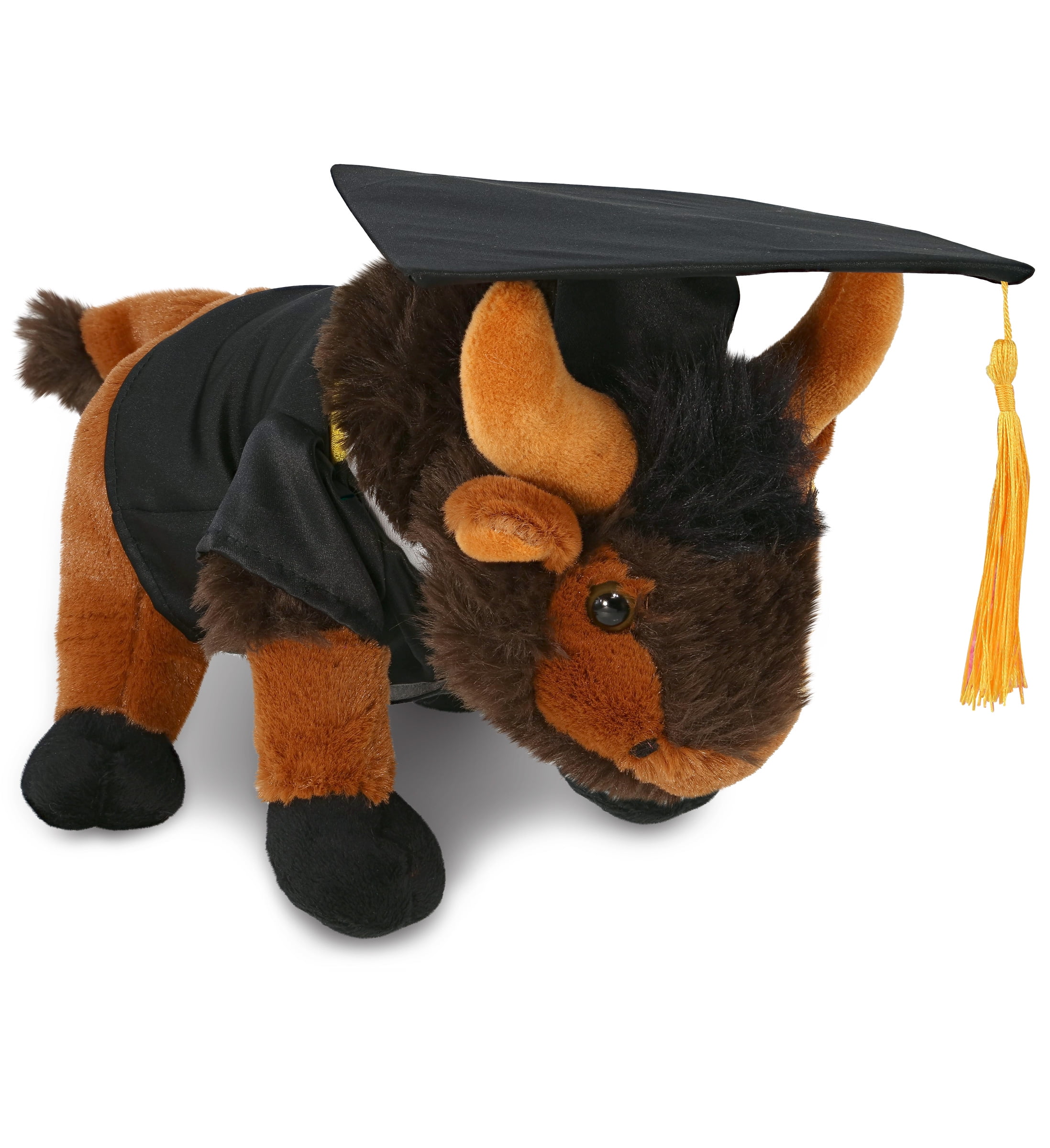 DolliBu Wild Small Buffalo Graduation Plush Toy - Super Soft Graduation Stuffed Animal Dress Up with Gown and Cap with Tassel Outfit - Reward Celebration Grad Gift - 9.5 Inches
