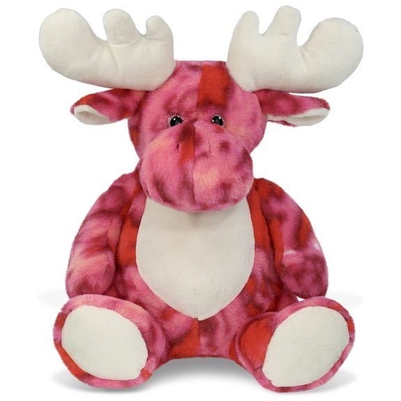 DolliBu XL Pink Tie-Dye Moose Super Soft Stuffed Animal, Cute Realistic Stuffed Animals for Girls, Boys, Adults Animal Gifts, Kids Nursery Decor for Newborn, Cuddly Soft Baby Plush Toys - 17 Inches