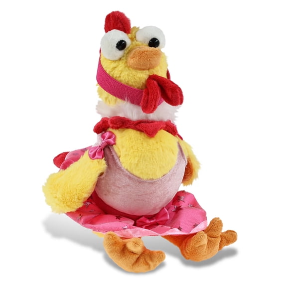 DolliBu Yellow Rooster Stuffed Animal with Ballerina Dress Up Set - Cute Rooster Plush Toy in Ballet Costume with Tutu Skirt, Headband, and Shirt for Kids and Adults - 9 Inches