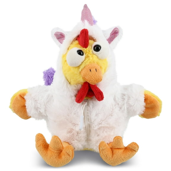 DolliBu Yellow Rooster Unicorn Plush Stuffed Animal Toy - Super Soft Birdcorn Dress Up with Removable Unicorn Plush Outfit with Scarf, Cute Fantasy Gift - 10.5 Inches