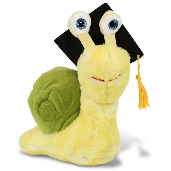 DolliBu Yellow Snail Graduation Plush Toy - Super Soft Plush Graduation Stuffed Animal Dress Up with Graduation Cap with Tassel Outfit - Congratulatory Graduation Gift - 9 Inch