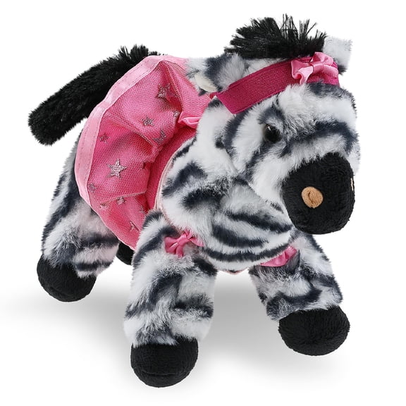 DolliBu Zebra Stuffed Animal with Ballerina Dress Up Set - Cute Zebra Plush Toy in Ballet Costume with Tutu Skirt, Headband, and Shirt for Kids and Adults - 9 Inches