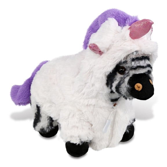 DolliBu Zebra Unicorn Plush Stuffed Animal Toy - Super Soft Zebra Unicorn Dress Up Animal with Removable Plush Unicorn Outfit, Cute Fantasy Wildlife Animal Plush Gift for Kids and Adults - 9 Inches