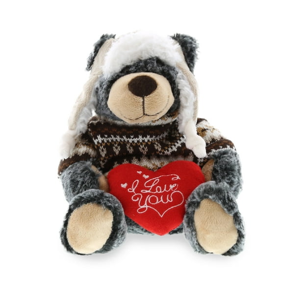 Dollibu Black Bear With Clothes I Love You Message Stuffed Animal 9 Inch, Valentines Day Gifts For Boyfriend Or Girlfriend, Teddy Bear With Heart Plush Toy For Friend Or Romantic Anniversary Gift