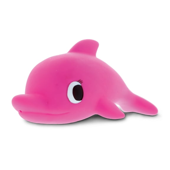 Dollibu Dolphin Rubber Bath Toy Squirter Fuchsia Bath Buddy Fun Floater Animal Collection 4.5" Affordable Gift for Babies Safe For All NO Age Restrictions Bath Time / Pool Toy Water Party Giveaways