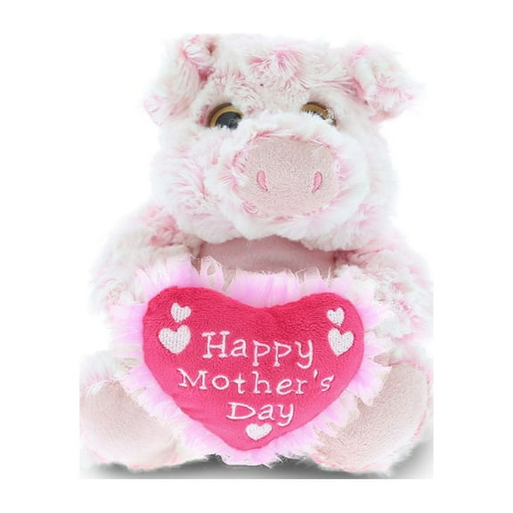 Dollibu Happy Mother's Day Stuffed Animal, Mom Heart Message Teddy - Sitting Pig