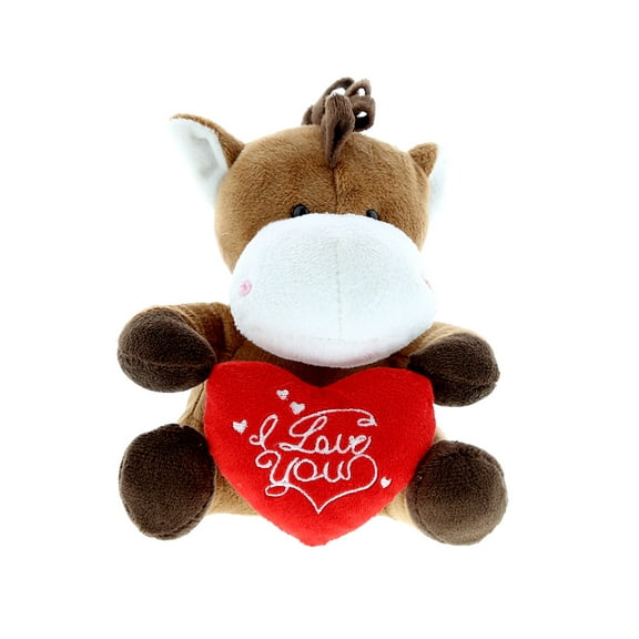 Dollibu I Love You Heart Brown Horse Plush - 6 inches