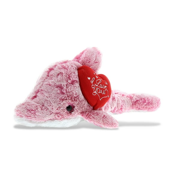 Dollibu I Love You Heart Pink Dolphin Plush - 14 inches